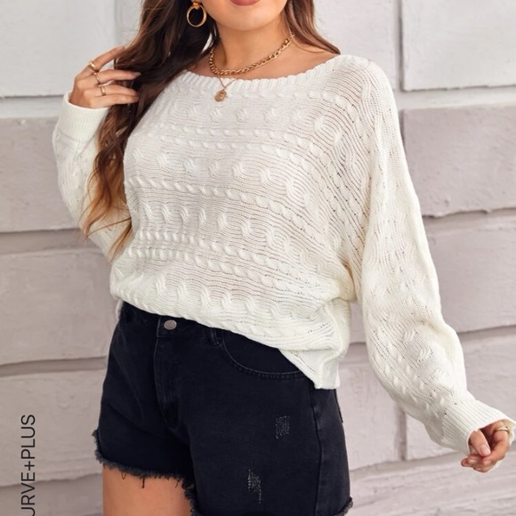 SHEIN Sweaters - SHEIN Cable Knit Drop Shoulder Sweater